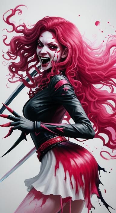 Vampire Battle: Graffiti Art with Bloody Details