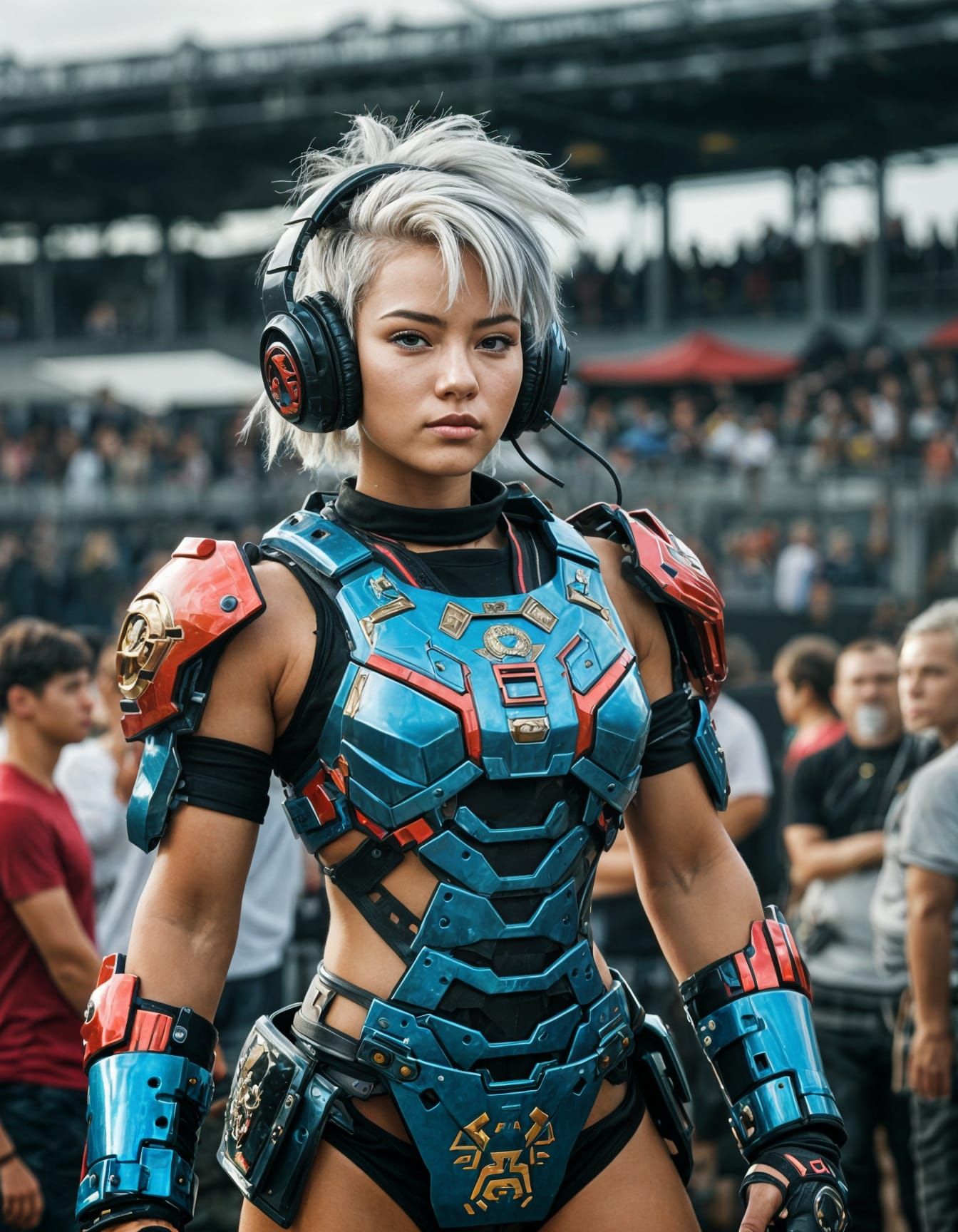 Mecha MMA Fighter in Outdoor Ring