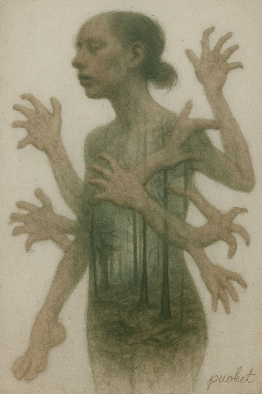 Distorted Human Form in Double Exposure Art