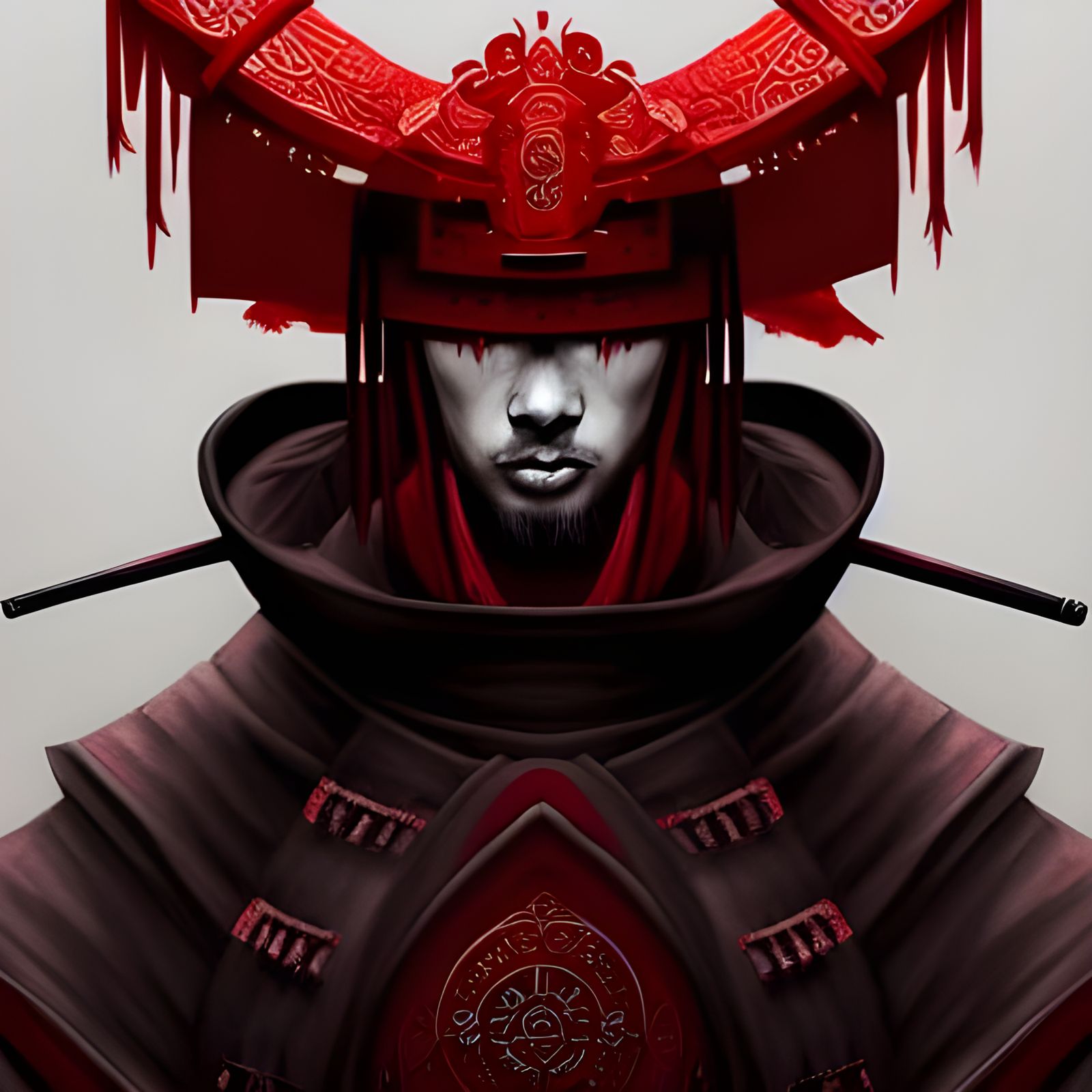 Samurai in Crimson, Ivory and Onyx Gradients