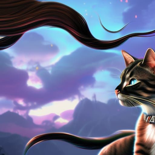 Fantastical Long Hair Cat in Detailed Matte Painting