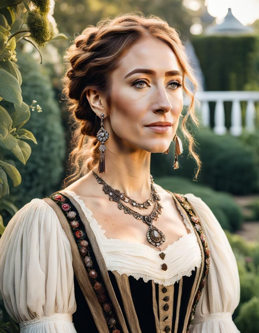 Victorian Era Portrait of a Woman in Garden