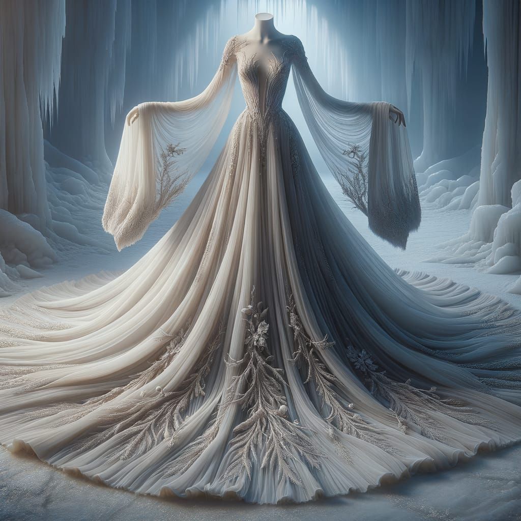 Ethereal Chiffon Dress in Winter Light