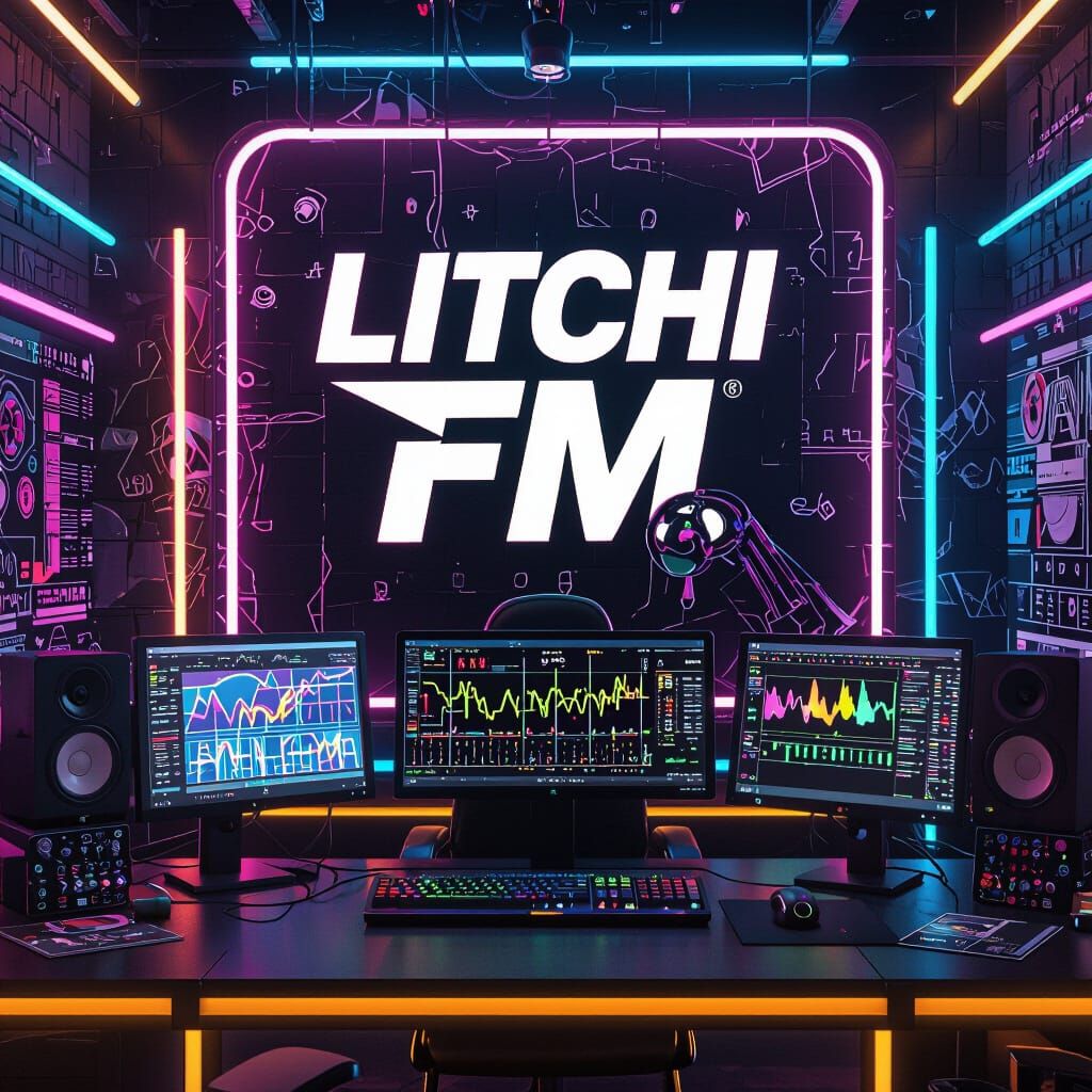 Hip-Hop Radio Studio in Futuristic Style