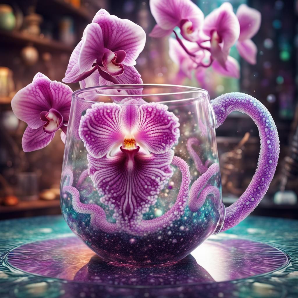 Kraken's Brew: Steaming Mug in a Fractal Wonderland
