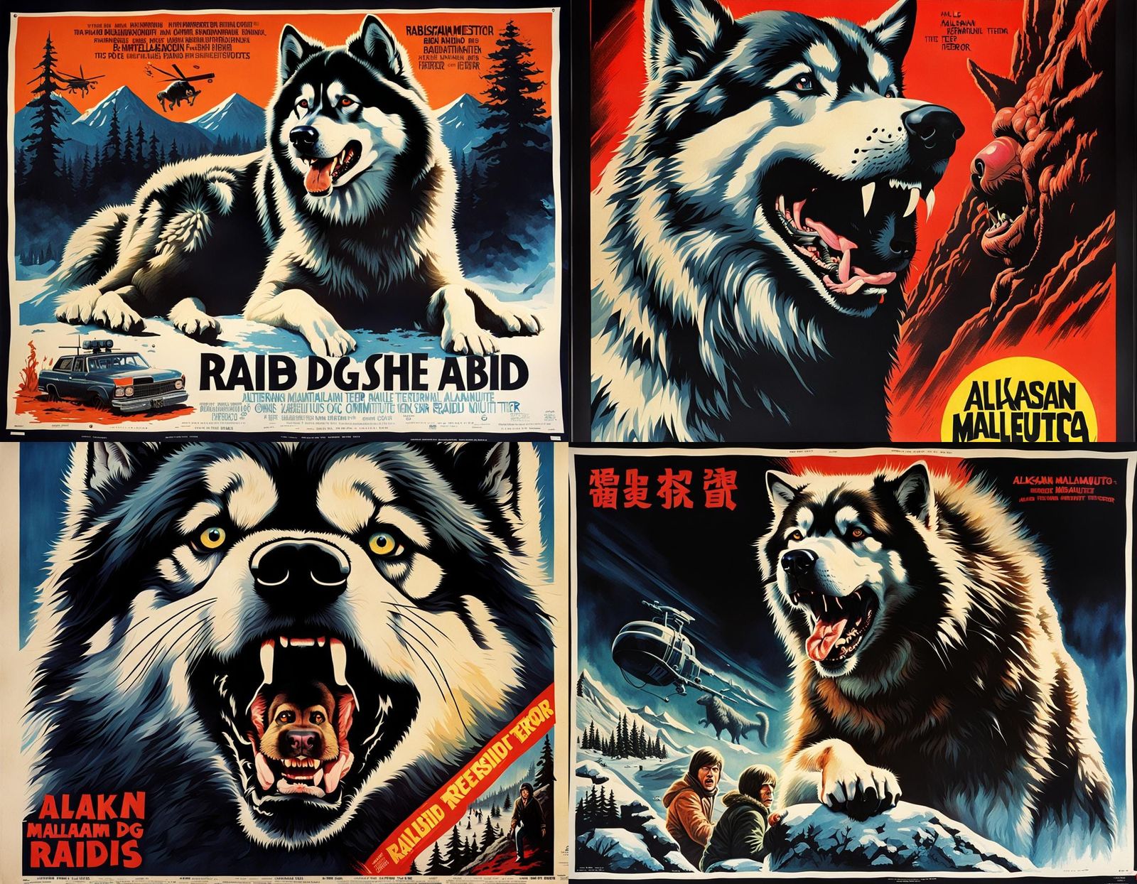 Vintage Horror Movie Poster: Rabid Alaskan Malamute