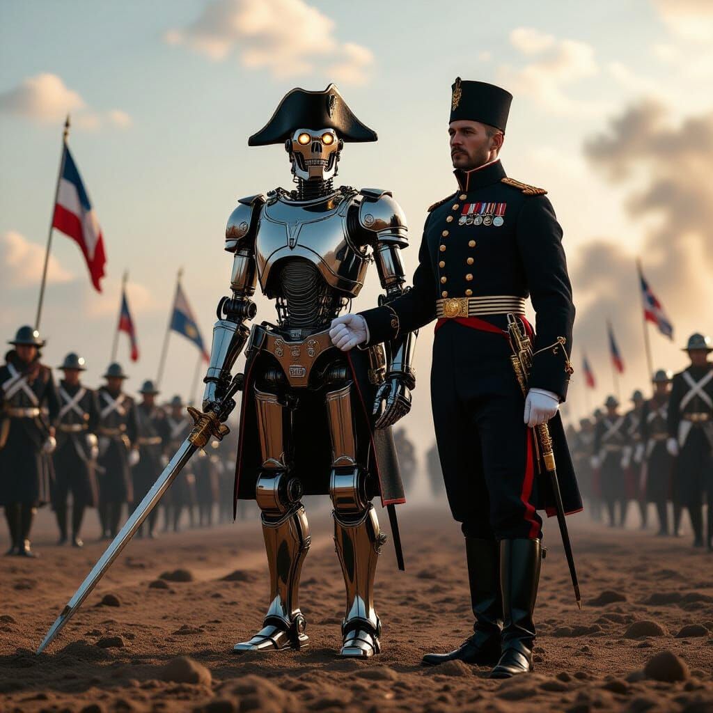 Robot Napoleon in Epic War, Digital Matte Painting