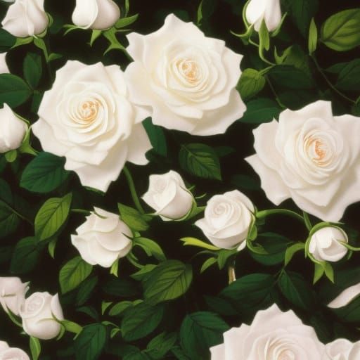 Windmill Adorned with White Roses in Anime Style