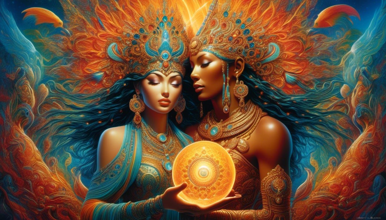 Fire God and Water Goddess Behold Creation