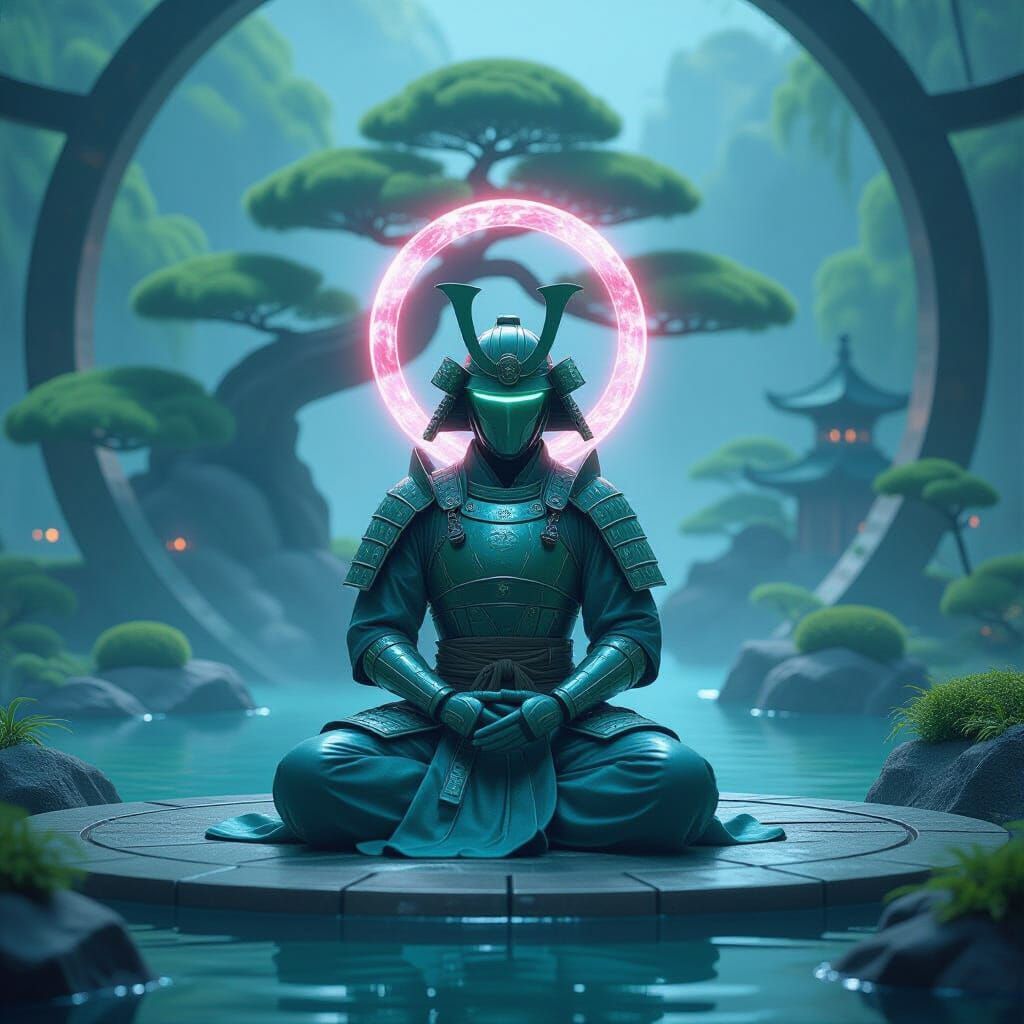 Jade Guardian Samurai in Utopian City