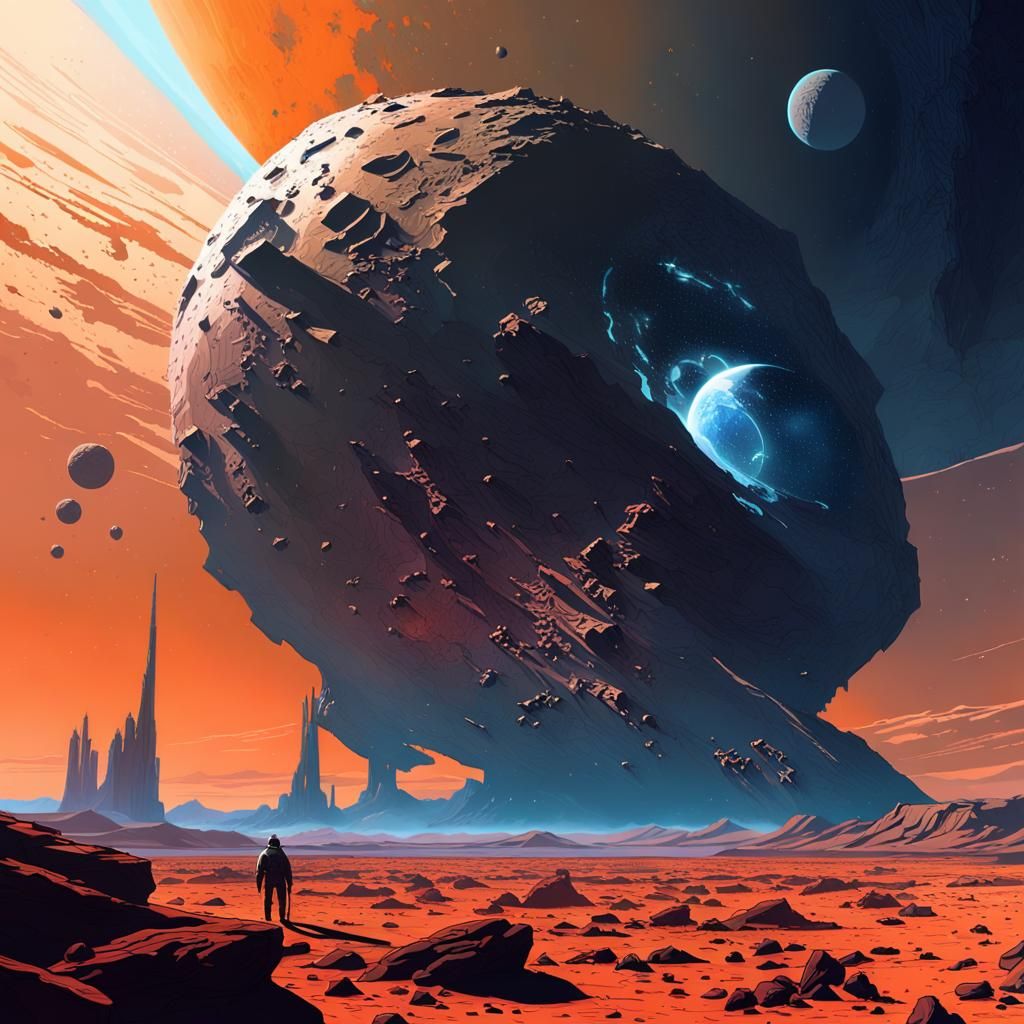 Giant Asteroid Destroys Planet: Apocalyptic Space Art