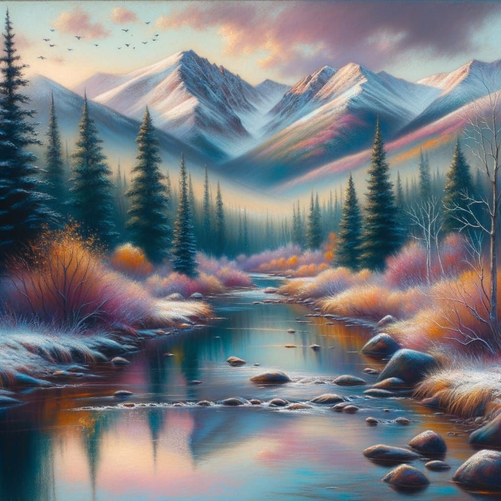 Autumn Serenity: Pastel Painting of Clear Creek, Colorado
