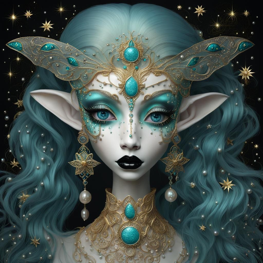 Fairy Portrait with Golden Filigree