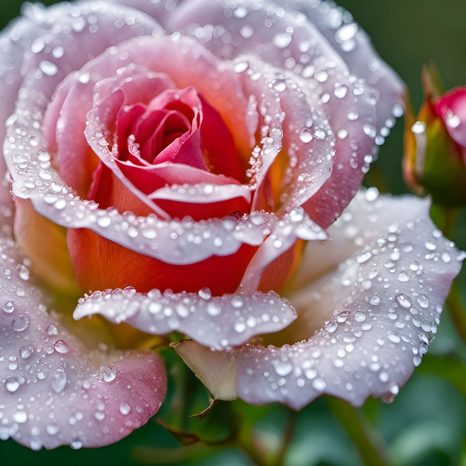 Rose with Dew Drops: Macro Photography
