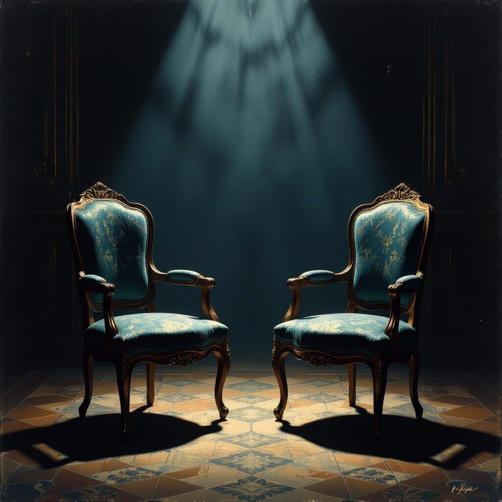 Two Ornate Vintage Chairs in Opulent Room