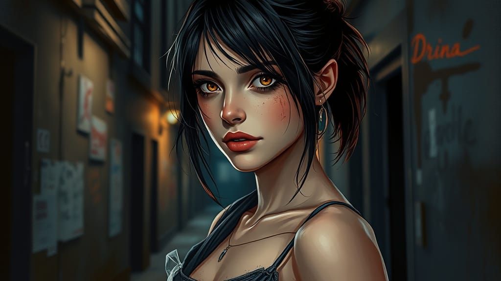 Ethereal Urban Goddess in Dark Realism