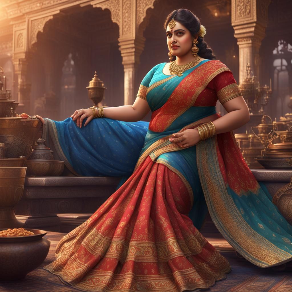 Indian Woman in Saree: Detailed Digital Art