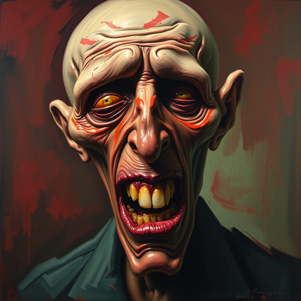 Grotesque Agony: An Existential Oil Painting