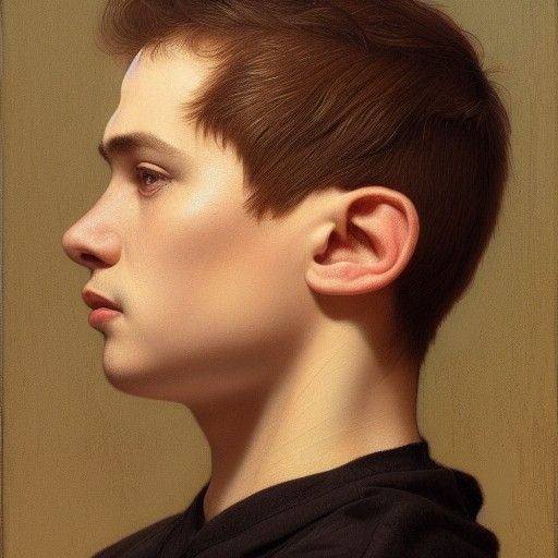 Detailed Portrait of a Boy in Art Nouveau Style