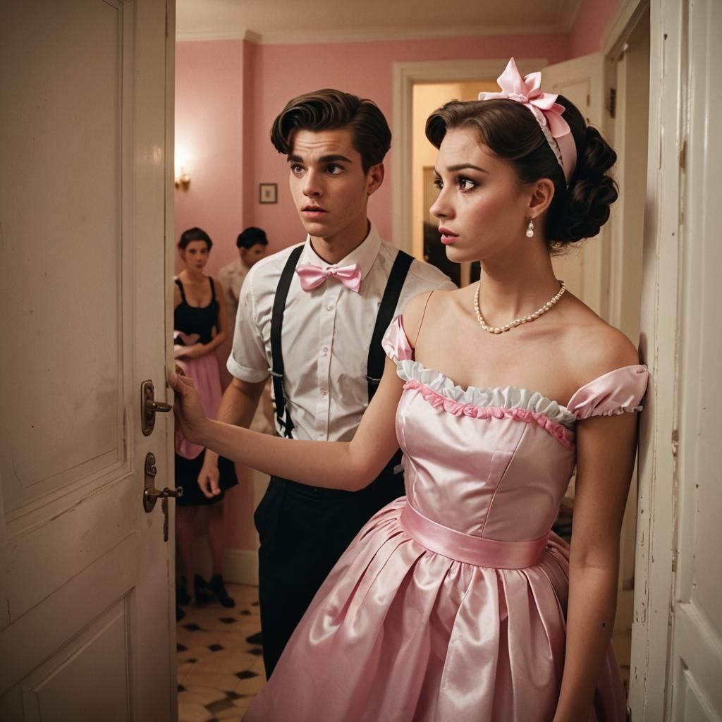 Boy in Maid Outfit Answering Door, Cinematic Style