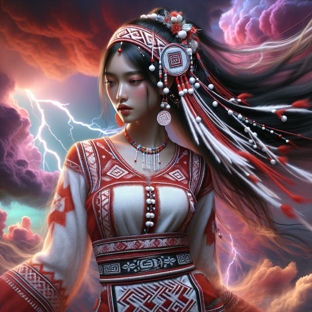 Goddess Wauan Descends from the Storm in Vibrant Colors
