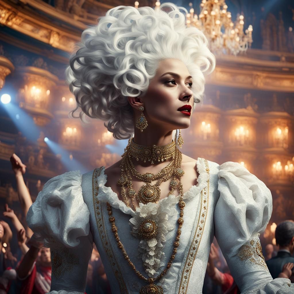 Elizabethan Woman Dances at Rap Concert