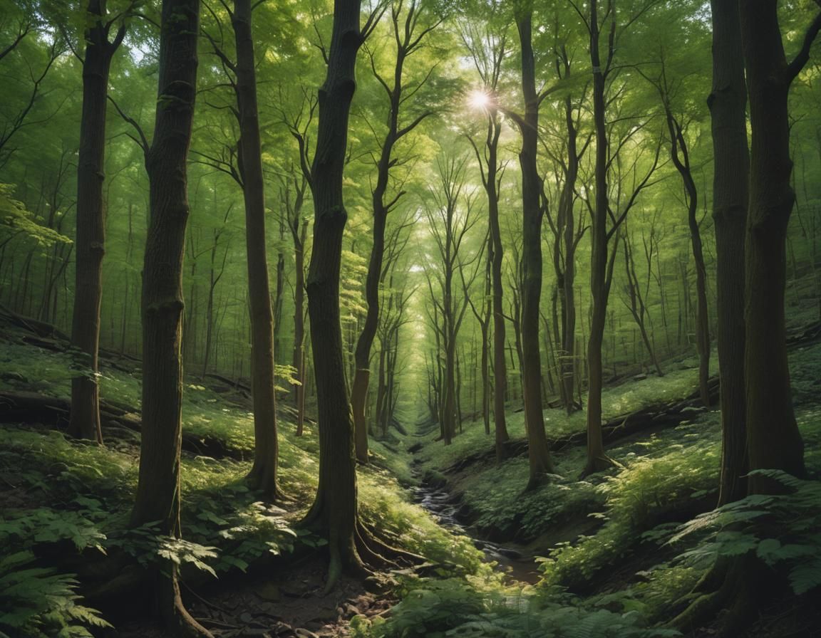 Sunlit Forest Canopy at Magic Hour
