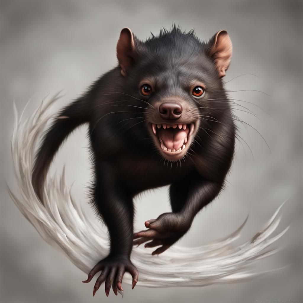 Hyperrealistic Tasmanian Devil in Whirlwind