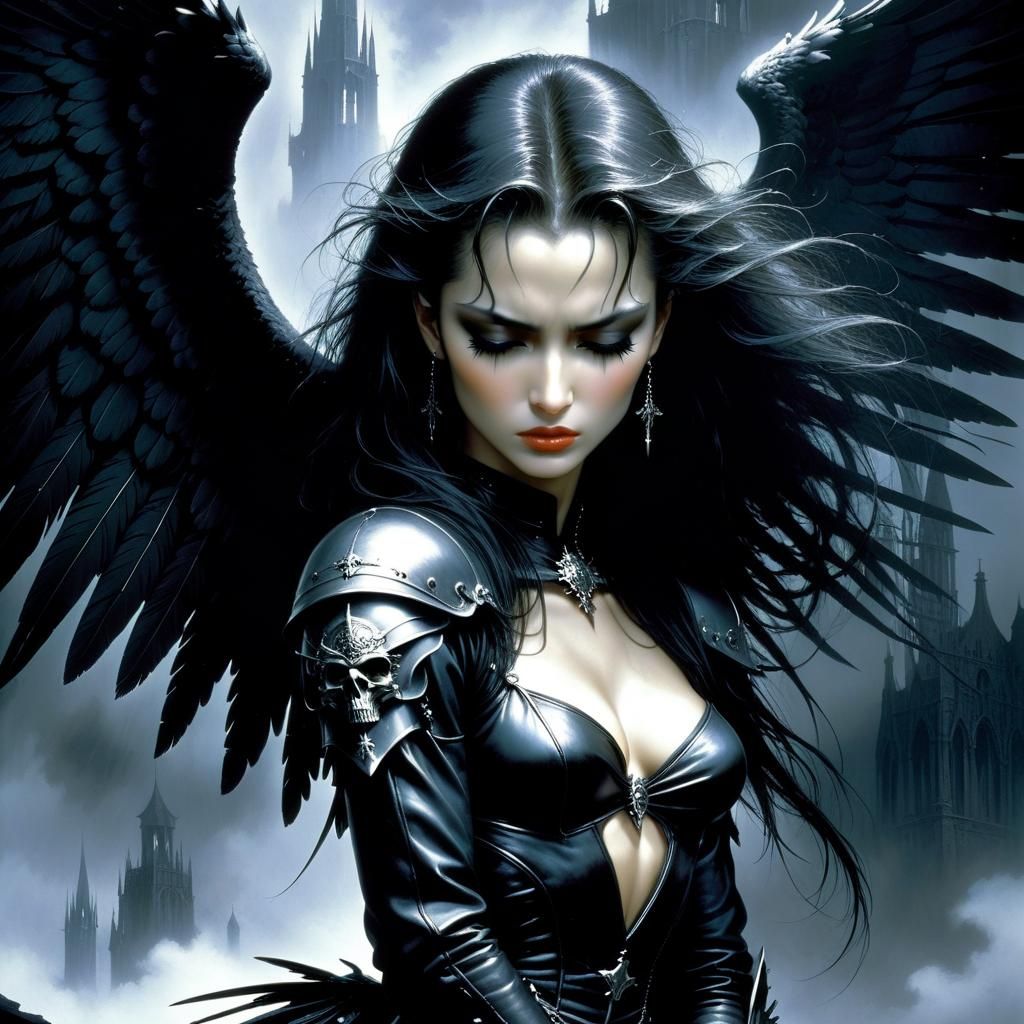 Weeping Dark Angel in Dark Fantasy Style