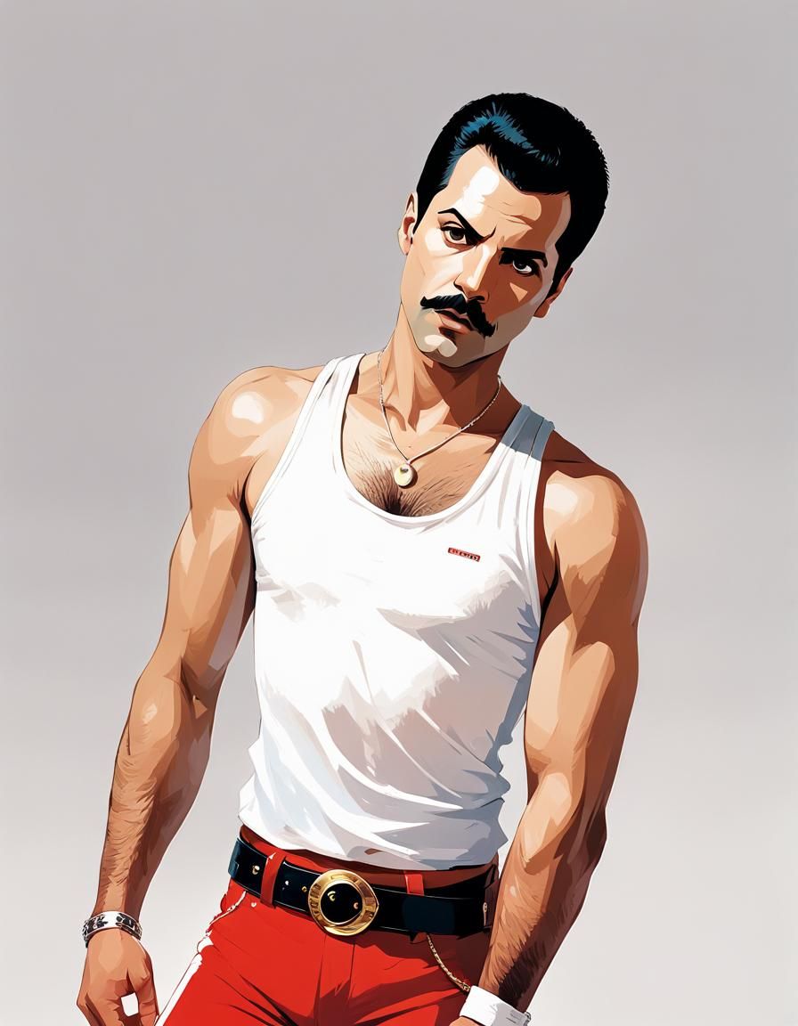 Anime Style Freddie Mercury Digital Illustration