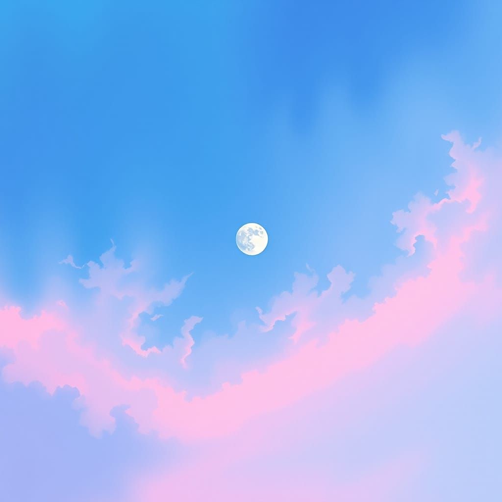 Dreamy Sky with Glowing Moon