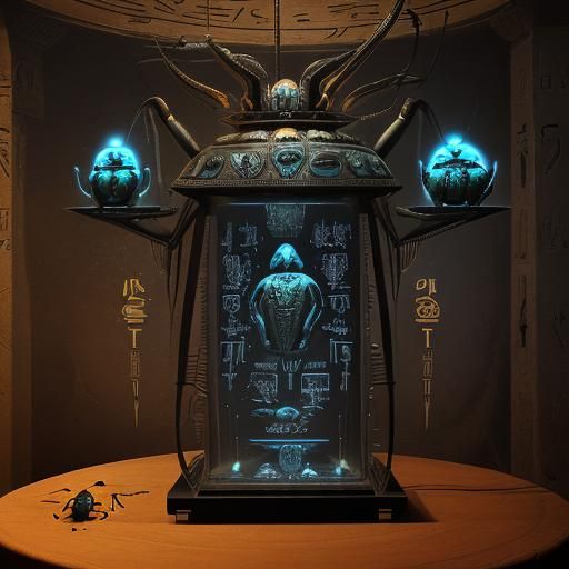 Cyberpunk Scarab Beetle in Ancient Egypt