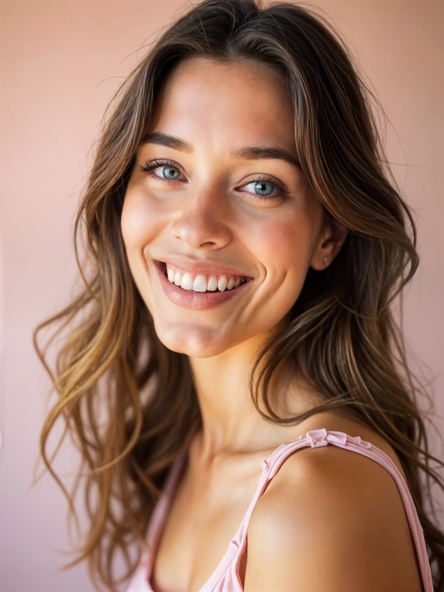 Pastel Portrait of a Smiling Beauty