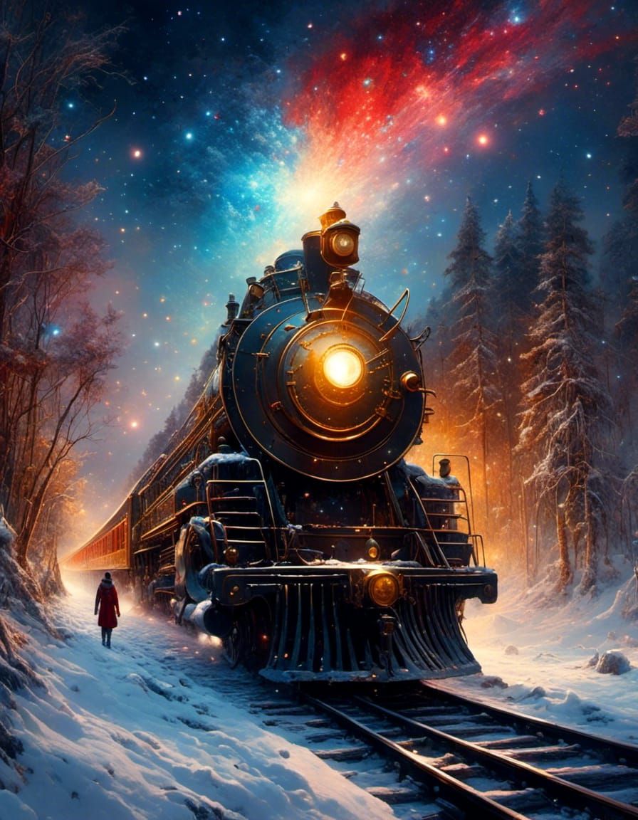 Surreal Christmas Train Bridges the Cosmos in Vibrant HDR