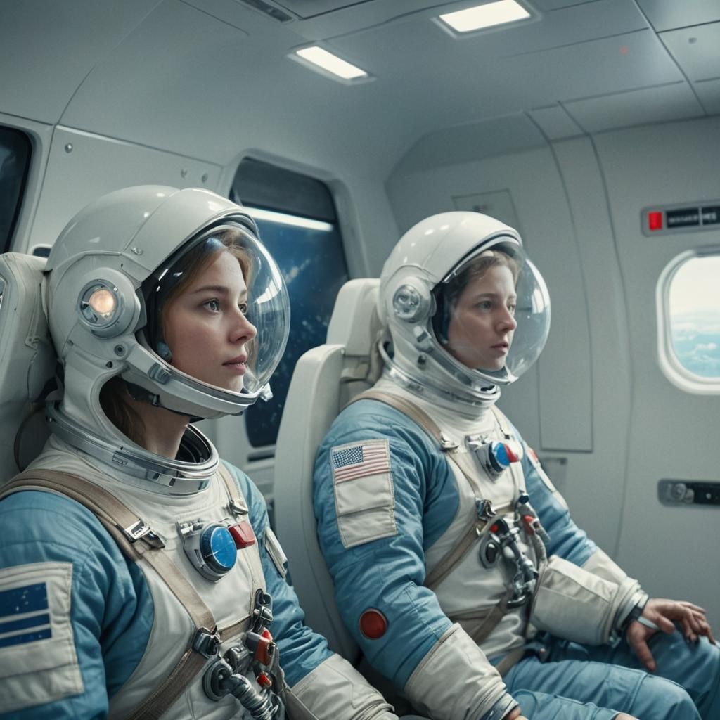 Astronauts Gaze at Earth: Cinematic Film Still