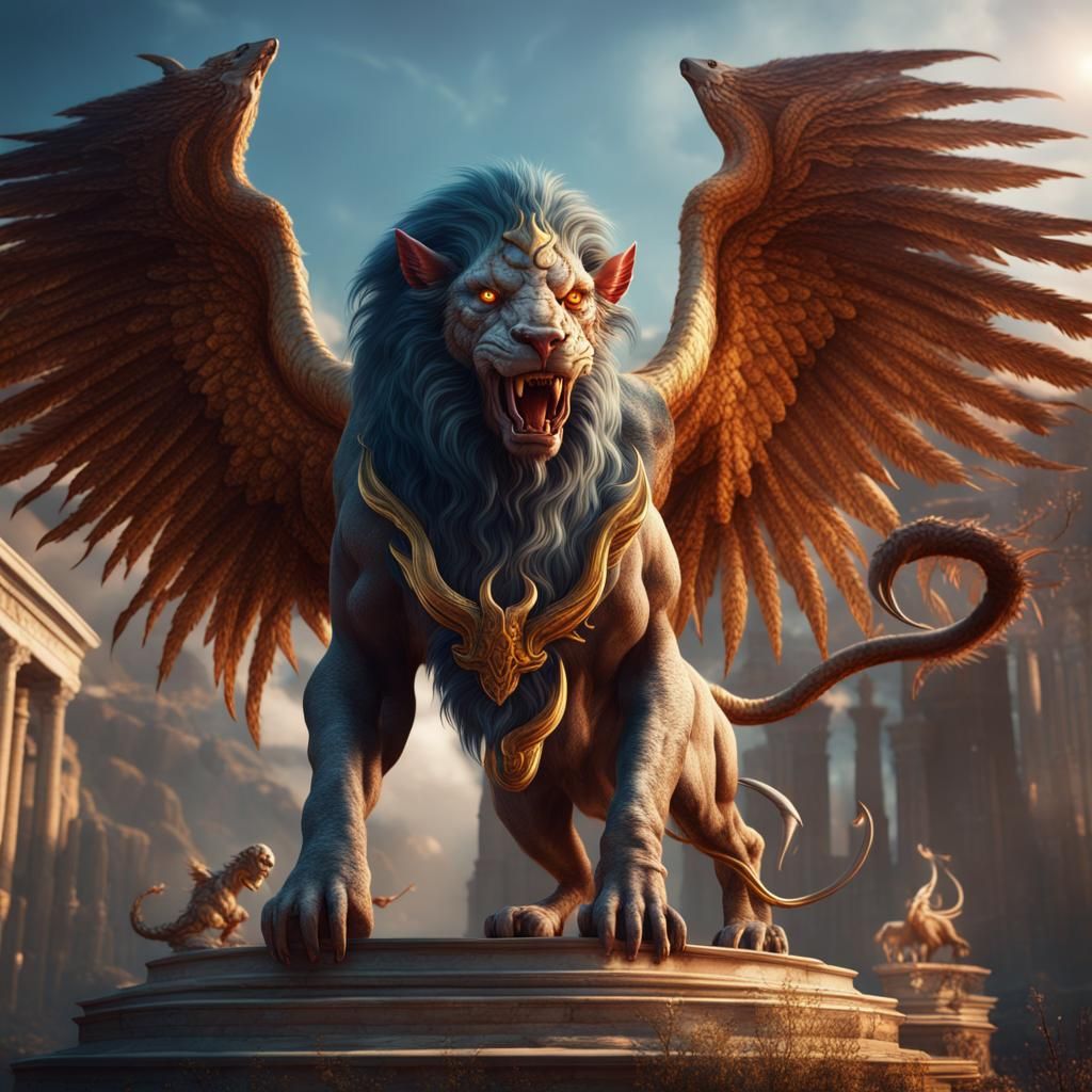 Greek Mythology Chimera: Detailed Matte Painting