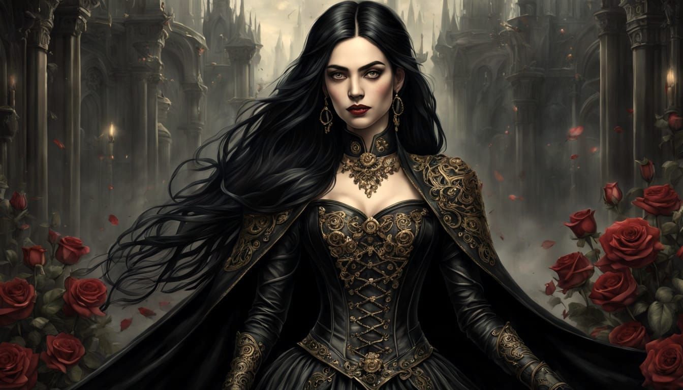 A Gothic Princess Amidst Steampunk Ruins