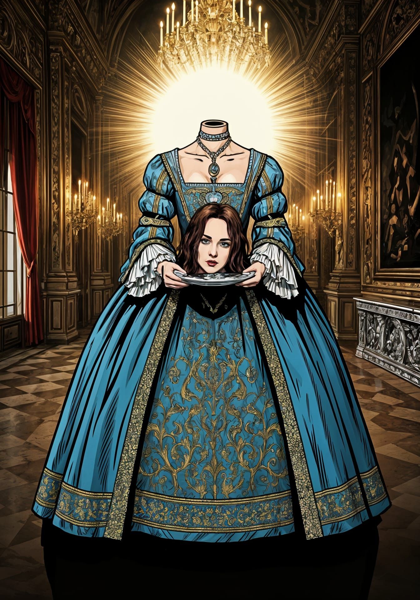 Headless Pop Art Icon in Renaissance Splendor