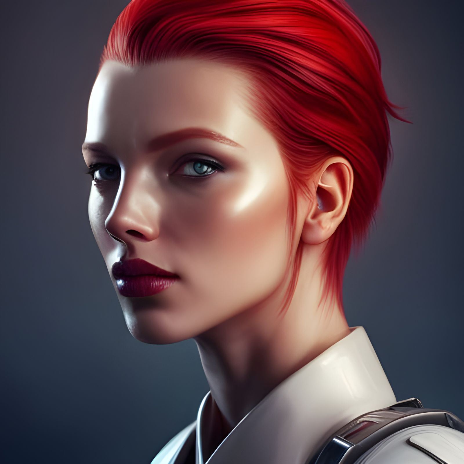 Redhead Cyborg in Steampunk Style, 8k