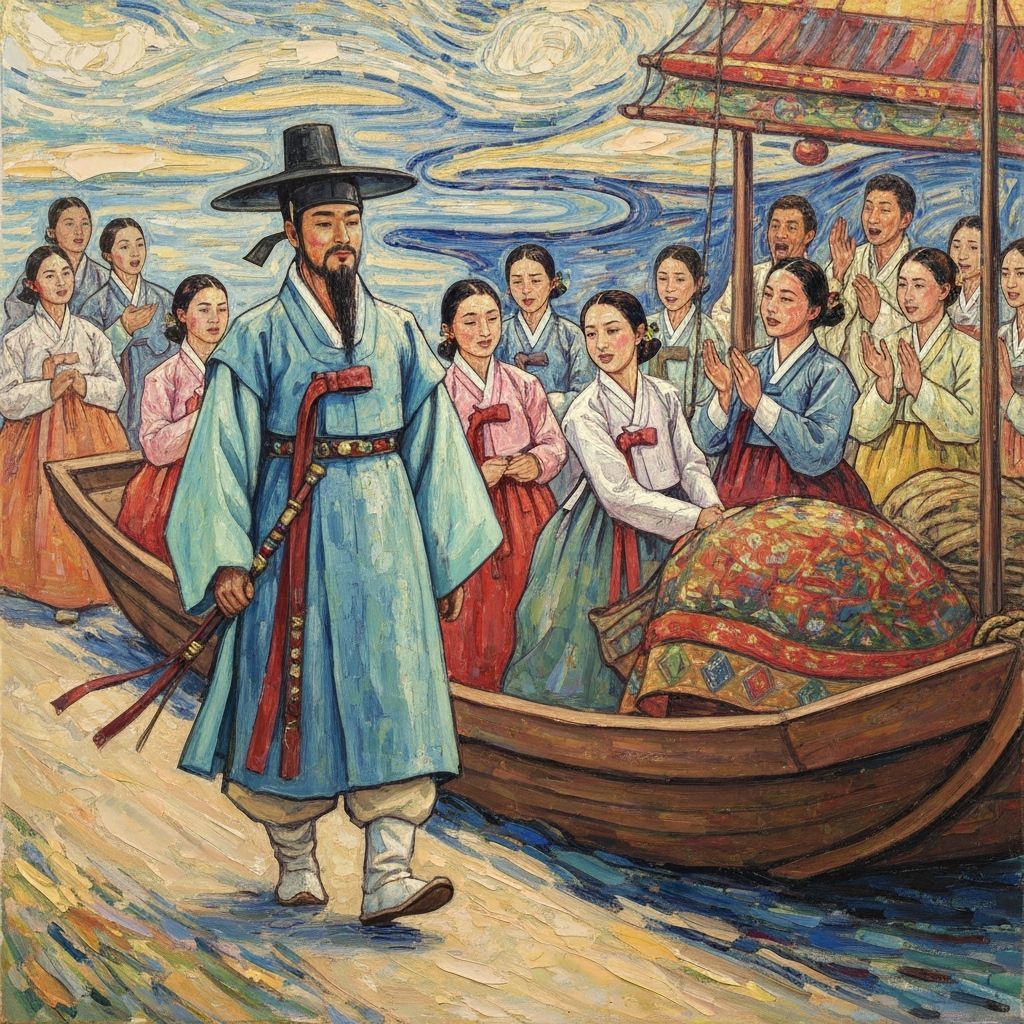 Dangun Wanggeom in Vibrant Neo-Impressionist Celebration