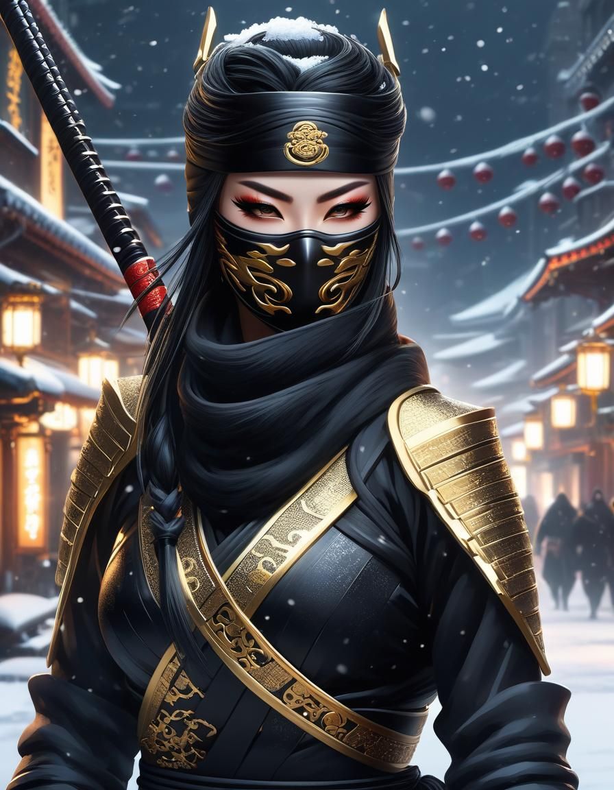 Mysterious Kunoichi Ninja in Snowy Moscow