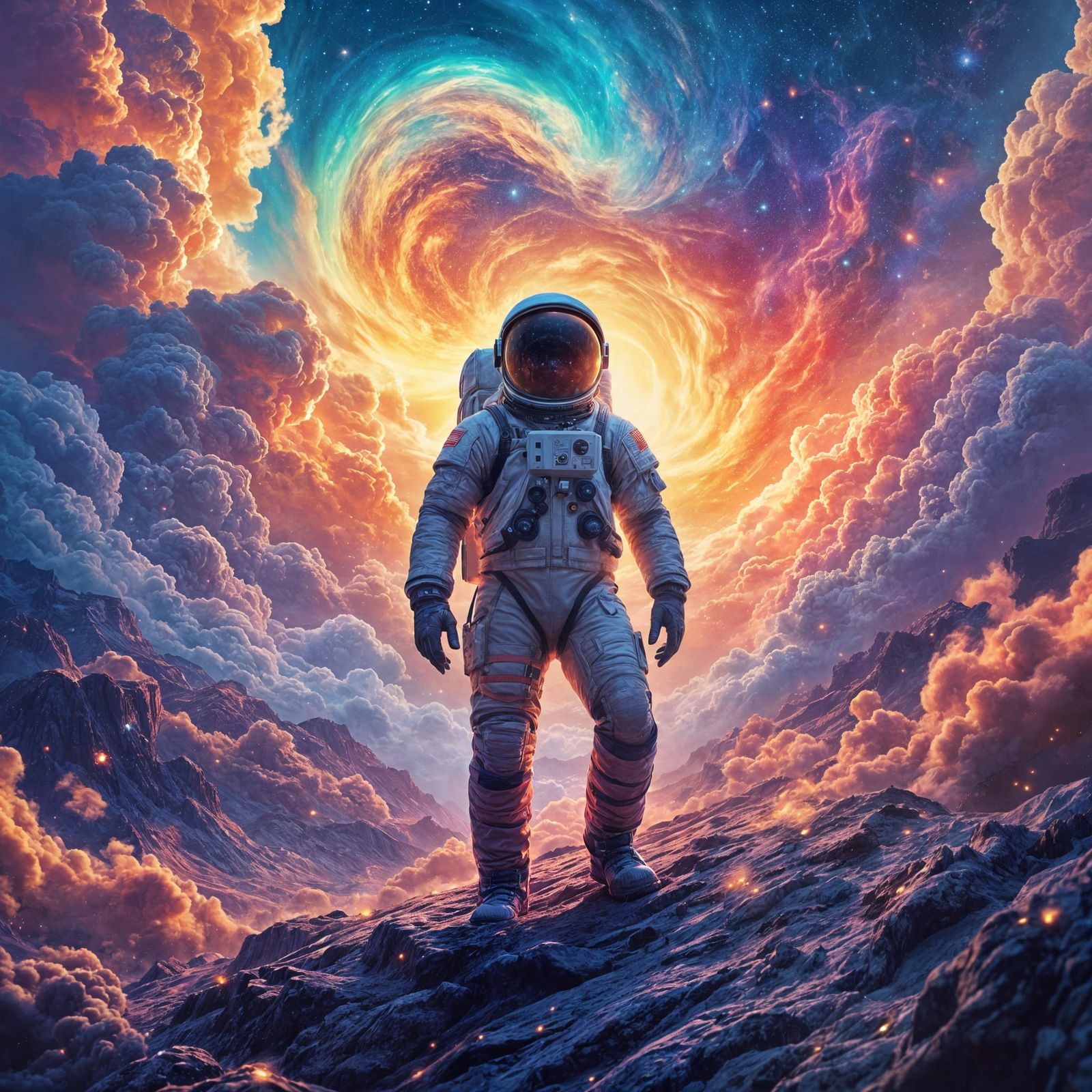 Cosmic Explorer in Vibrant Space