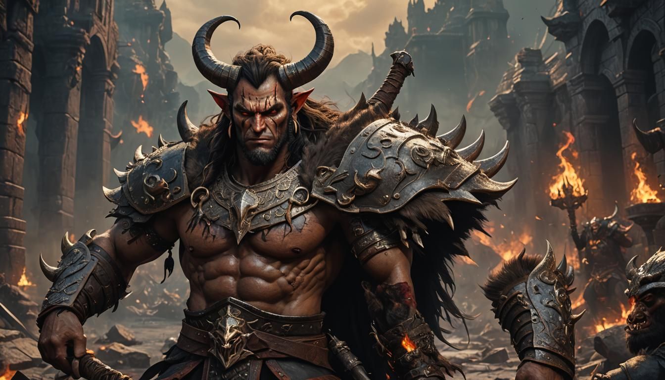Tiefling Barbarian King: Fantasy Concept Art