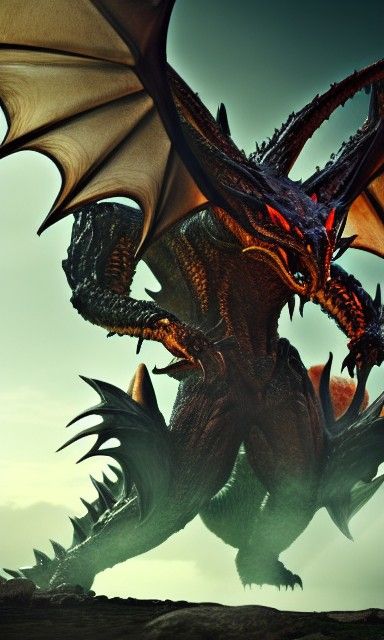 Cyber Dragon Raid Boss in Dark Fantasy Style