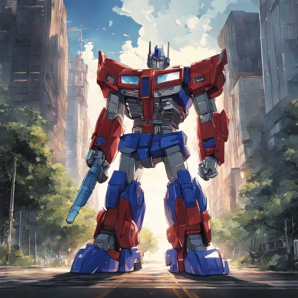 Optimus Prime in Studio Ghibli Anime Style