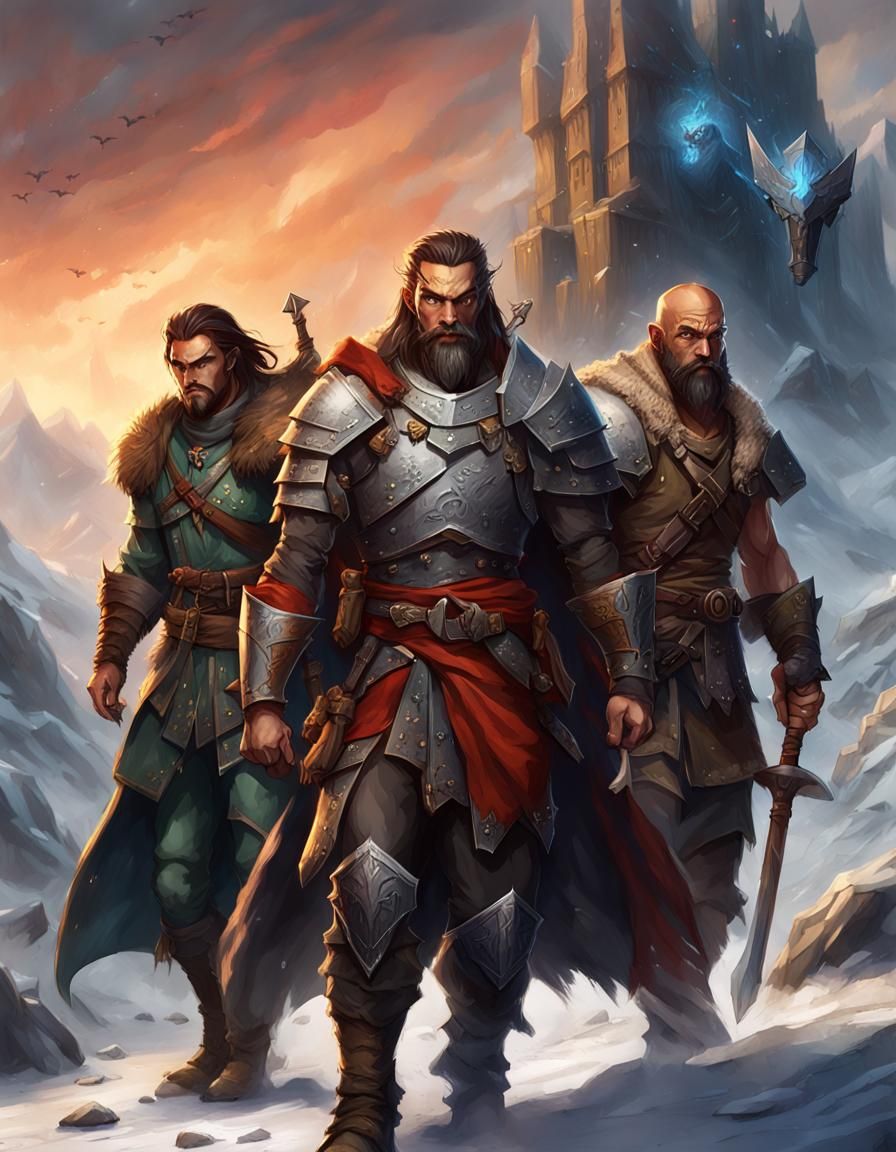 D&D Adventuring Party: Wood Elf, Dragonborn, Human