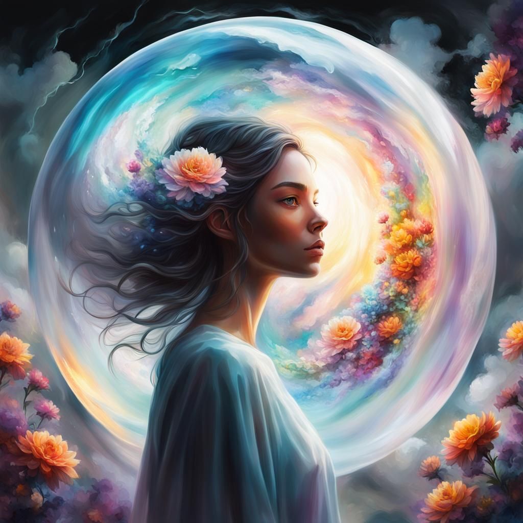 Mystical Orb: Surreal Portrait in Digital Art