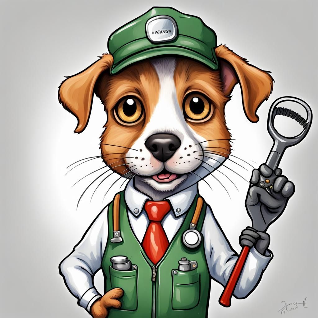 Charming Pet Caricatures as Mechanics Series