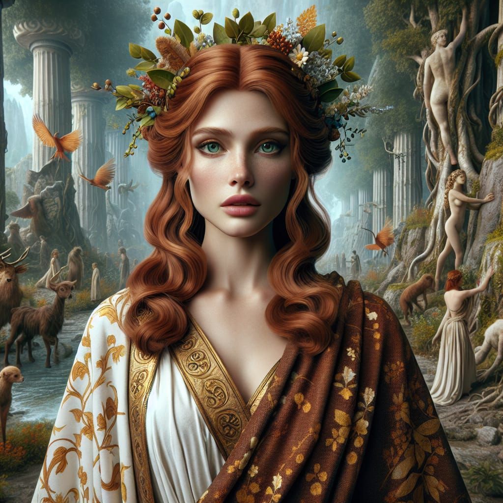 Etruscan Goddess Cel in Ancient Forest