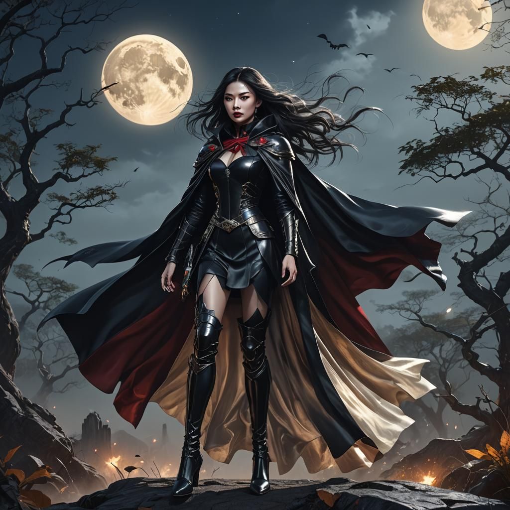 Vietnamese Vampire in Leather Ao Dai